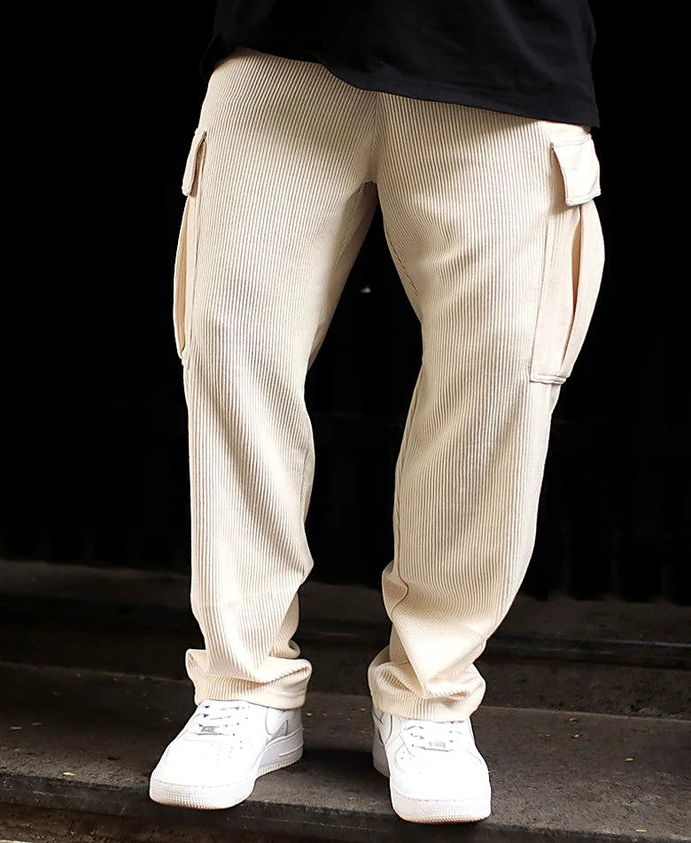 Cream pants with a baggy leg