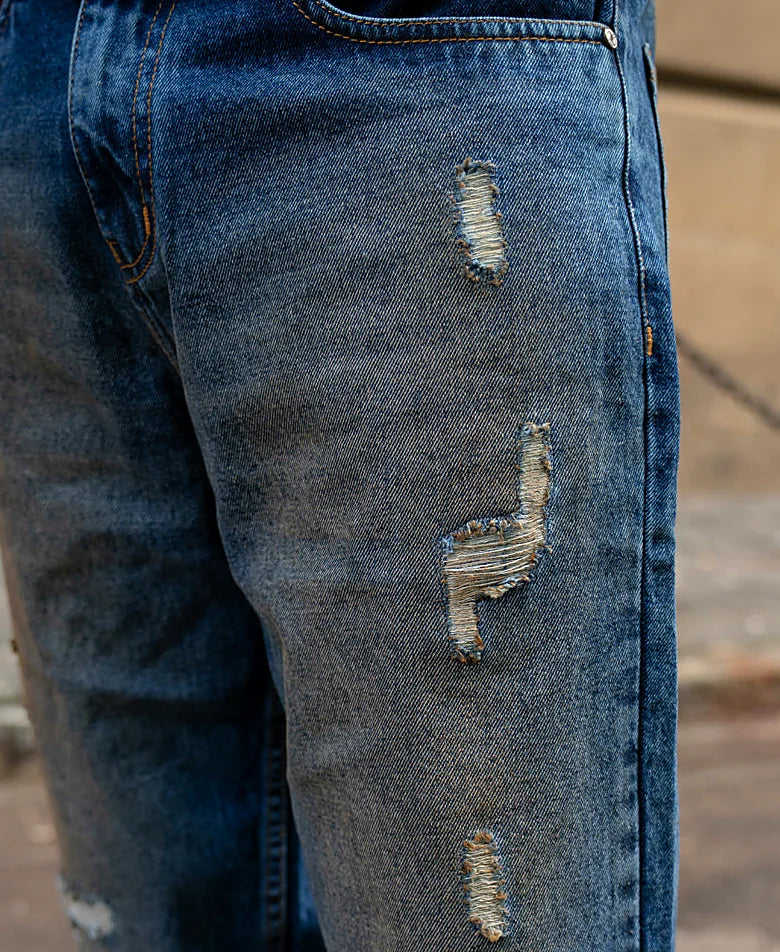 Blue jeans with a baggy leg