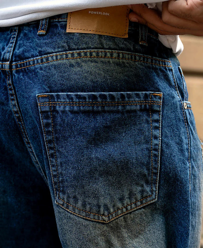 Dark Blue Baggy Distressed Jeans