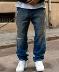 Blue baggy jeans in cotton