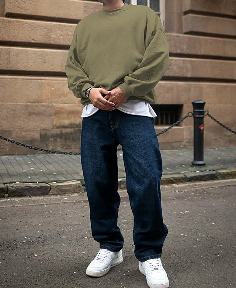 Dark Blue Baggy Fit Denim Jeans