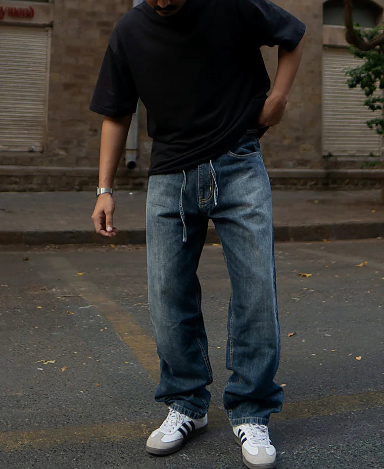 Dark Blue Baggy Fit Denim Jeans