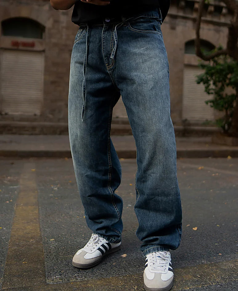 Blue baggy jeans for men