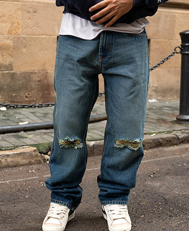 Blue baggy jeans for men