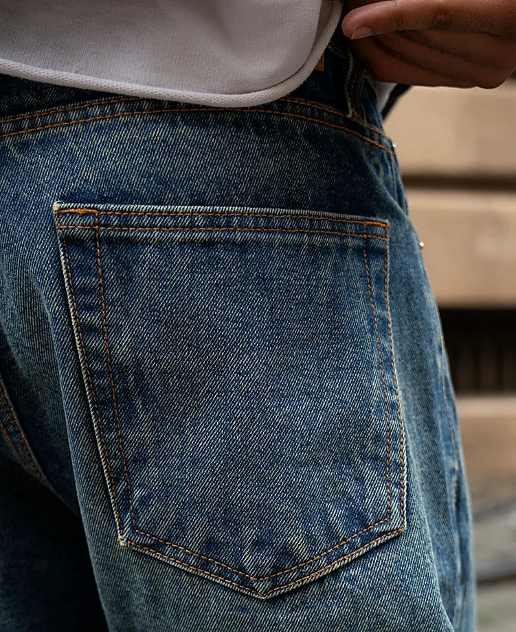Dark Blue Distressed Baggy Jeans