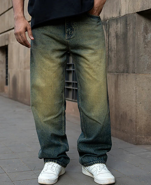 Blue baggy jeans for men