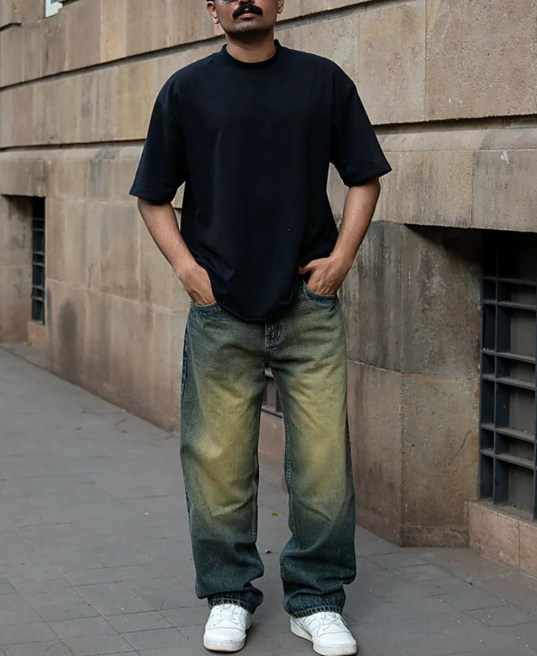 Dark Blue Tinted Baggy Jeans