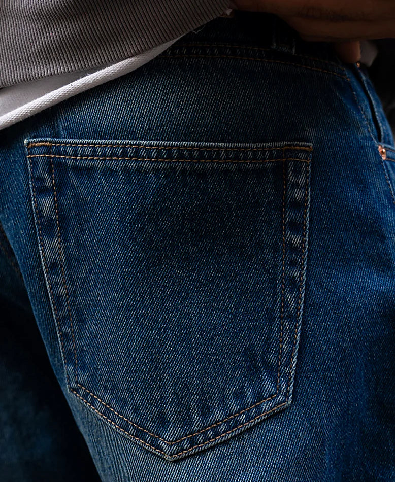 Dark Blue Washed Baggy Fit Jeans