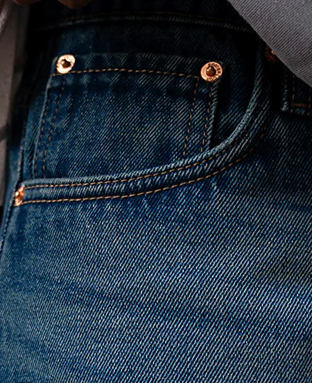 Blue jeans with a baggy leg