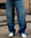 Blue baggy jeans in cotton