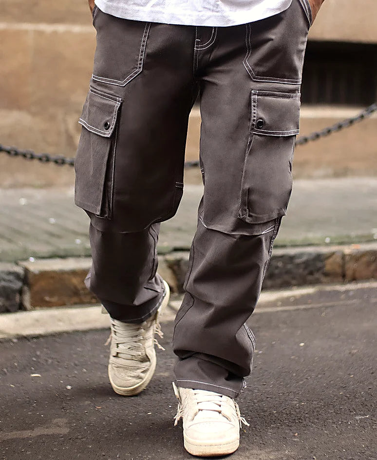 Grey baggy jeans in cotton