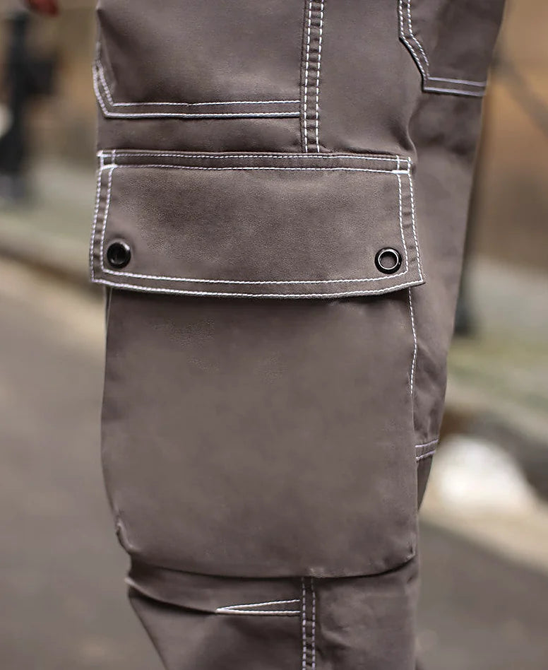 Dark Grey Cargo Pocket Carpenter Cotton Baggy Fit Jeans