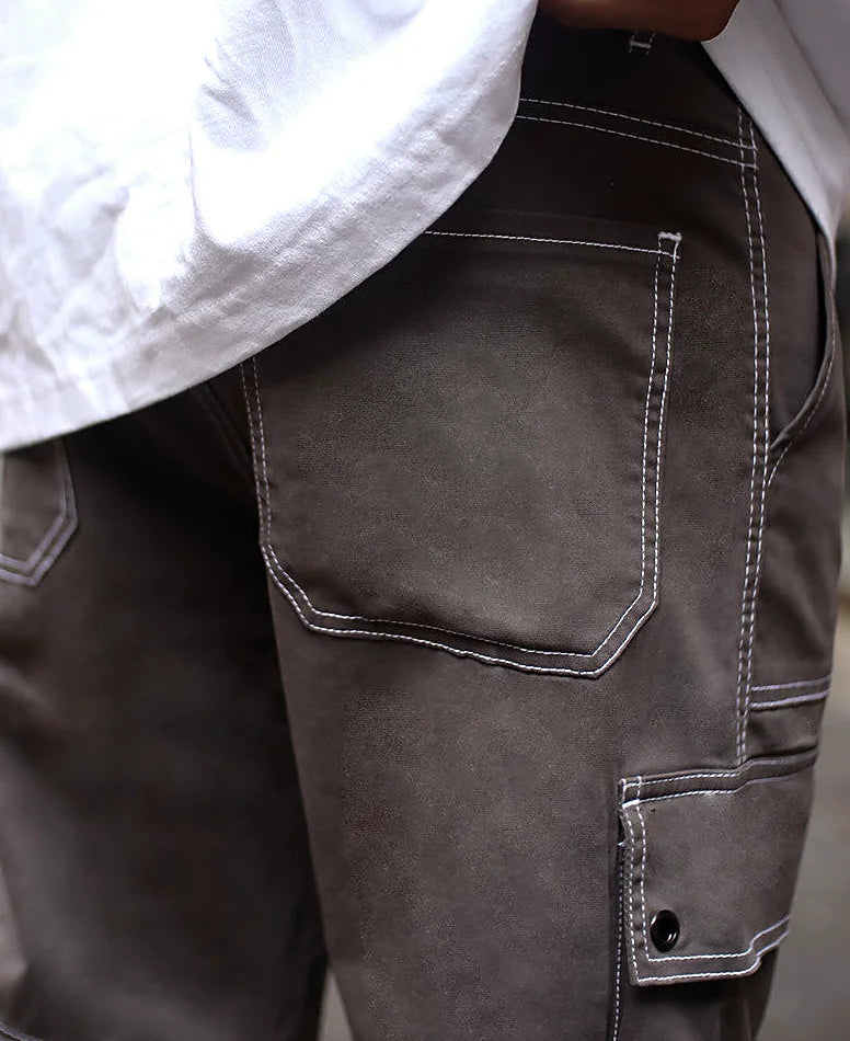Dark Grey Cargo Pocket Carpenter Cotton Baggy Fit Jeans