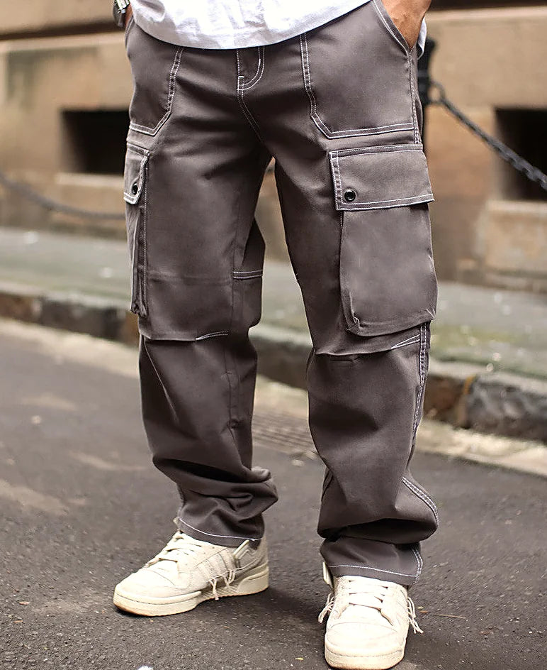 Grey jeans with a baggy leg