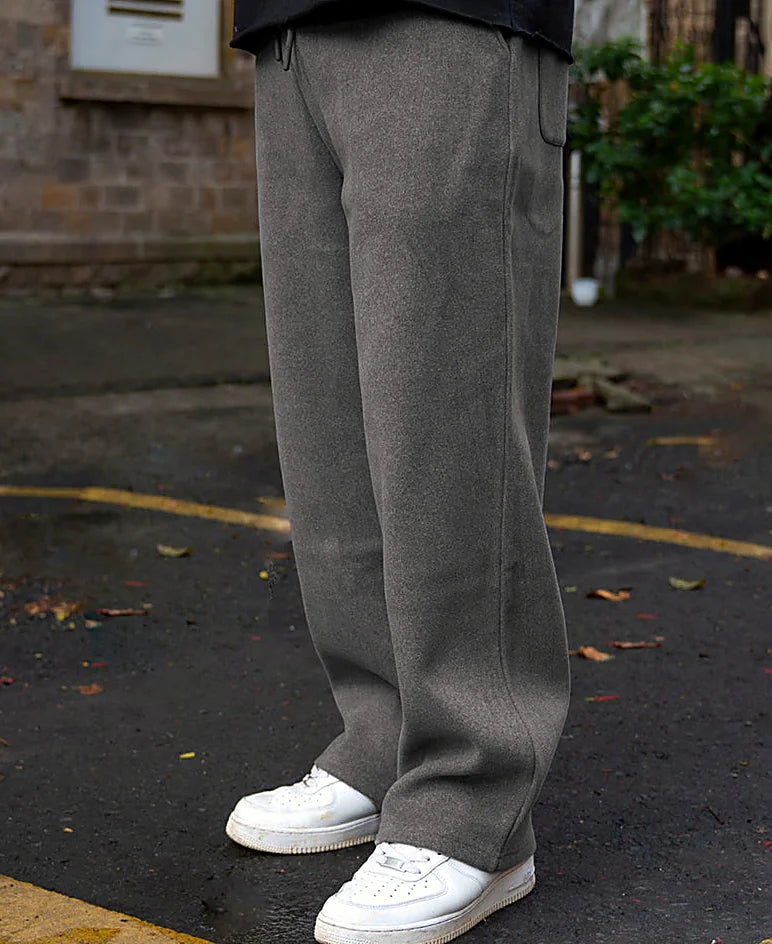 Grey pants with a baggy leg