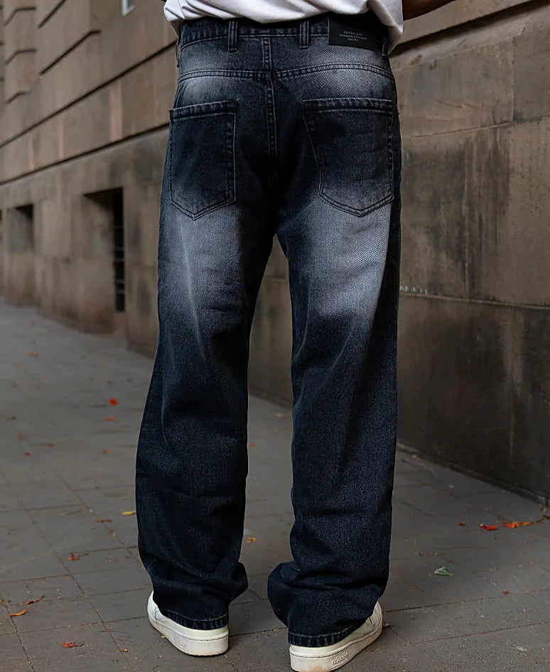 Dark Grey Washed Baggy Jeans