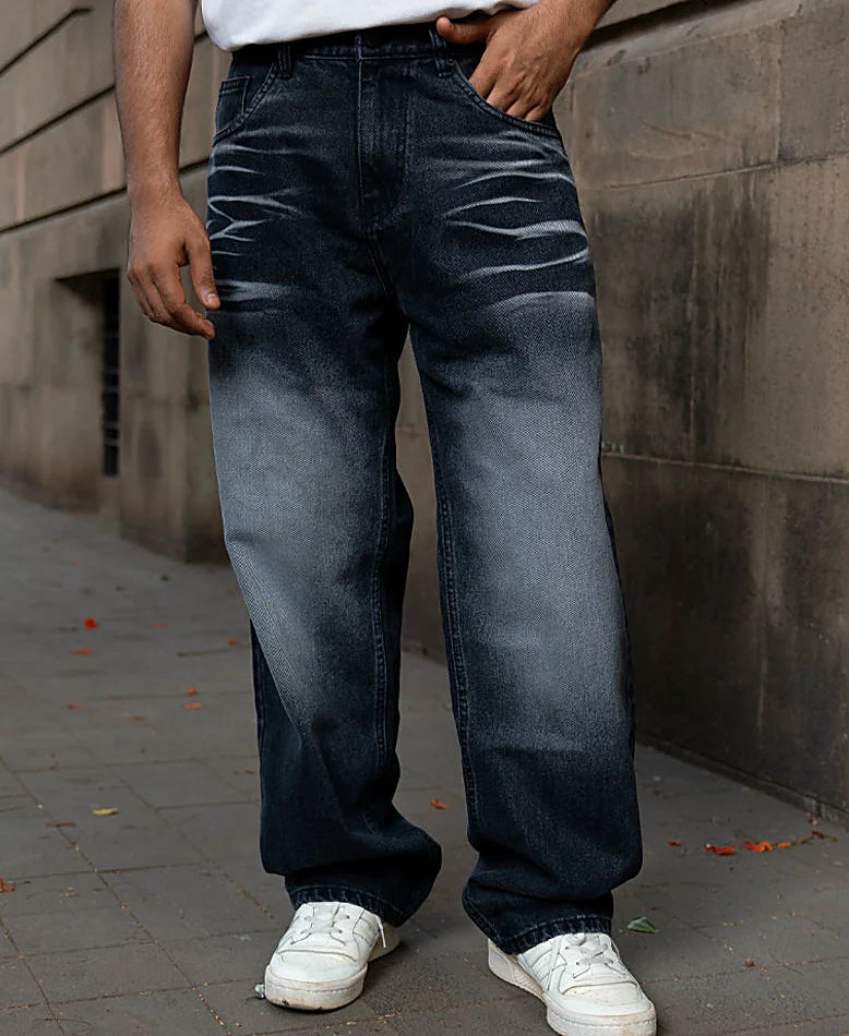 Grey baggy jeans in denim
