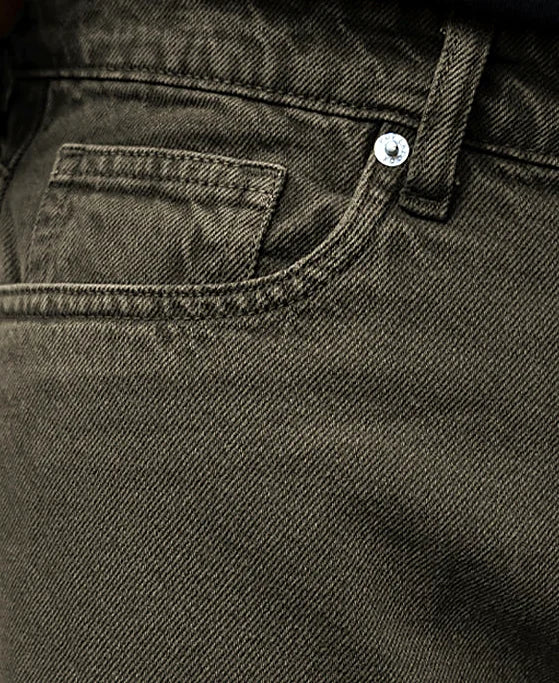 Dark Olive Washed Baggy Jeans