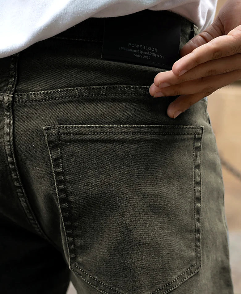 Dark Olive Washed Regular Fit Jeans