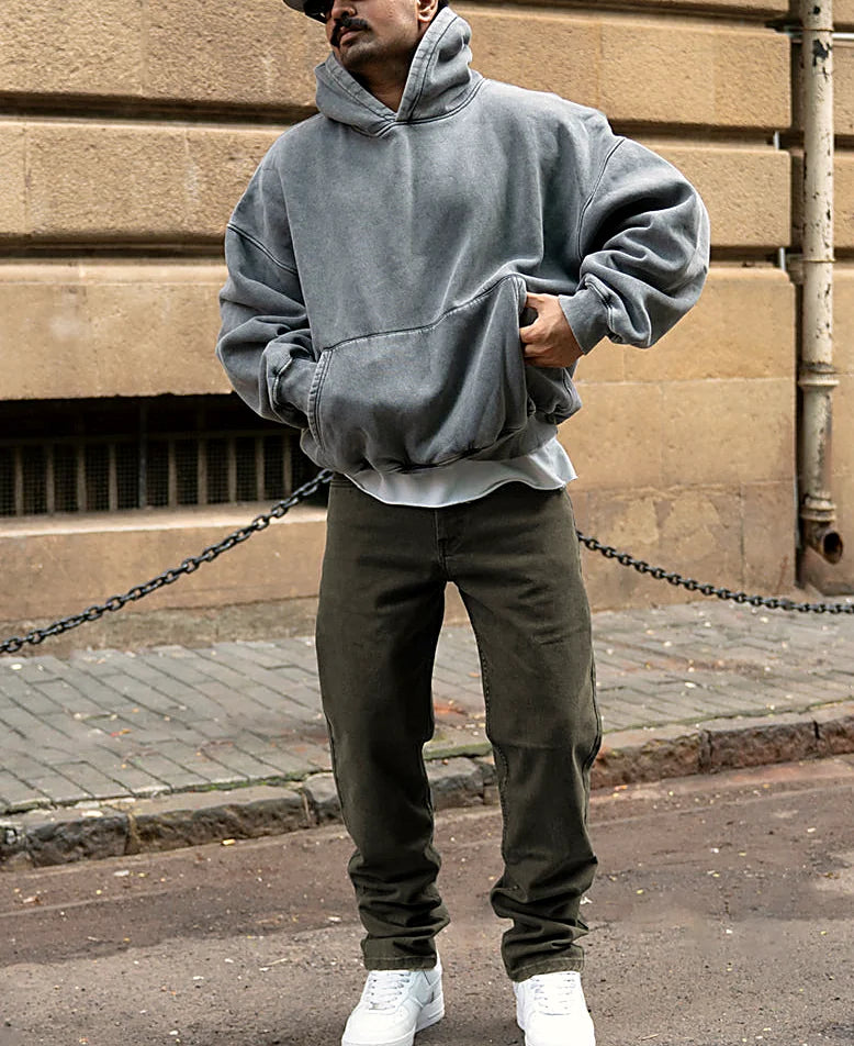 Dark Olive Washed Regular Fit Jeans