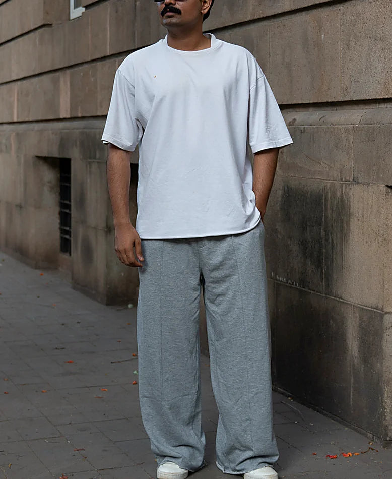 Grey Melange Baggy Trackpants