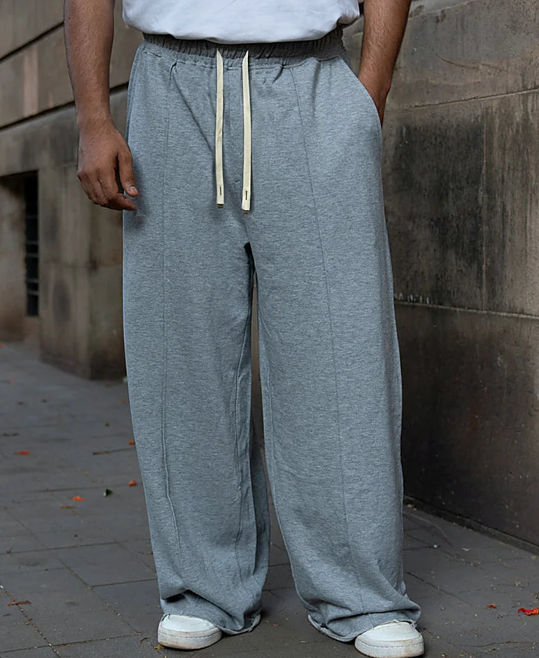 Grey pants with a baggy leg