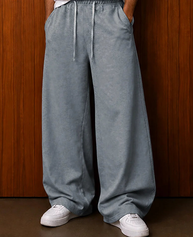Grey pants with a baggy leg