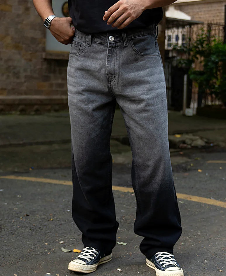 Grey baggy jeans in cotton