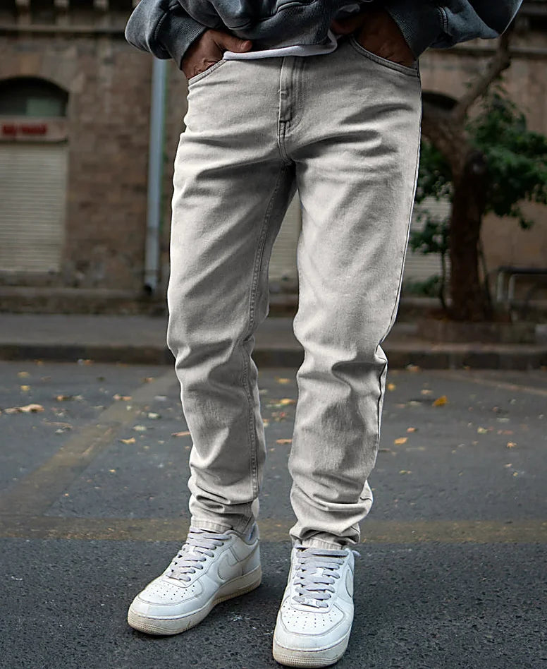 Grey regular jeans for men