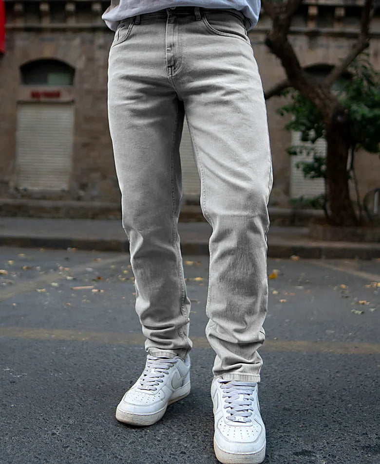 Grey regular jeans in denim