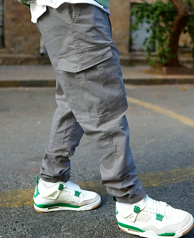 Grey regular pants for men