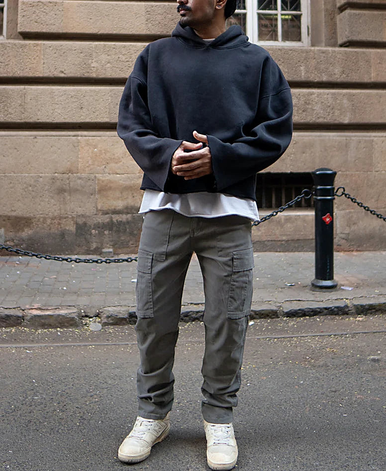 Grey Regular Fit Cotton Cargo Pant