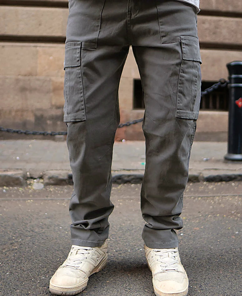 Grey Regular Fit Cotton Cargo Pant