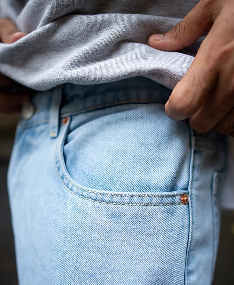 Ice Blue Basic Baggy Fit Denim Jeans