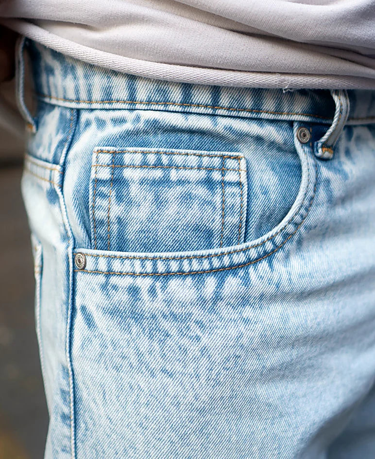 Ice Blue Washed Baggy Jeans