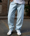 Blue baggy jeans in cotton