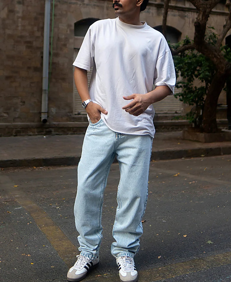 Ice Blue Washed Baggy Jeans
