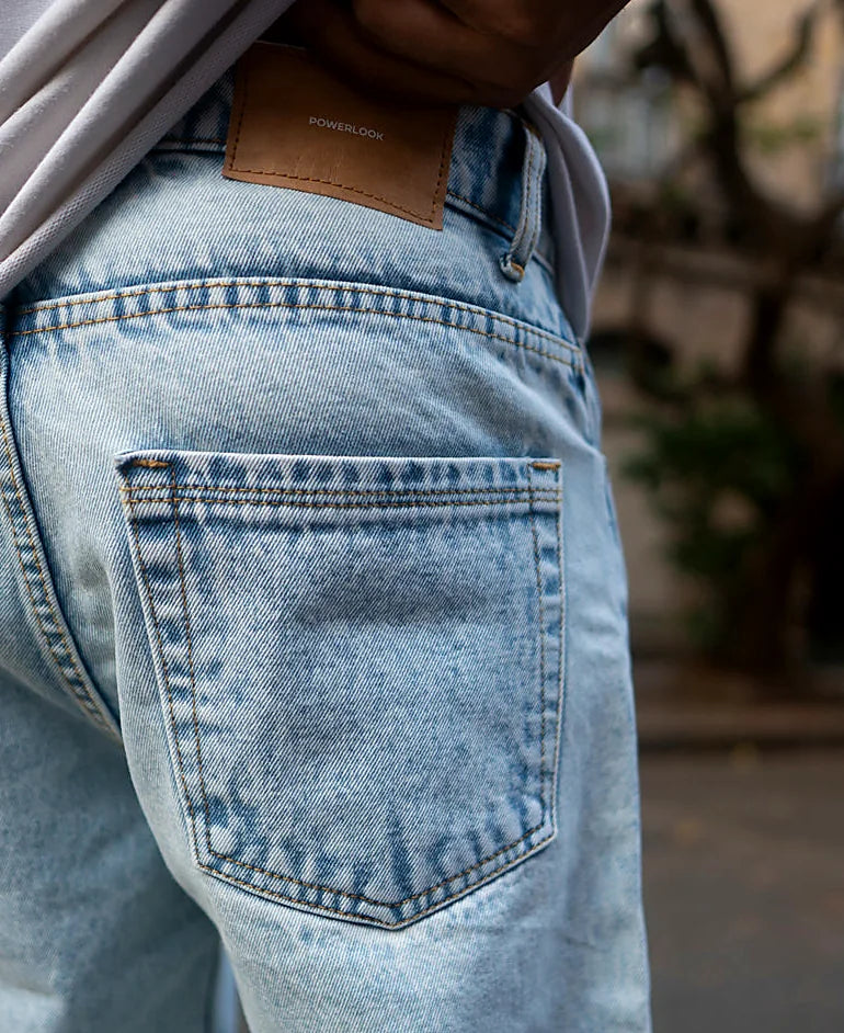 Ice Blue Washed Baggy Jeans