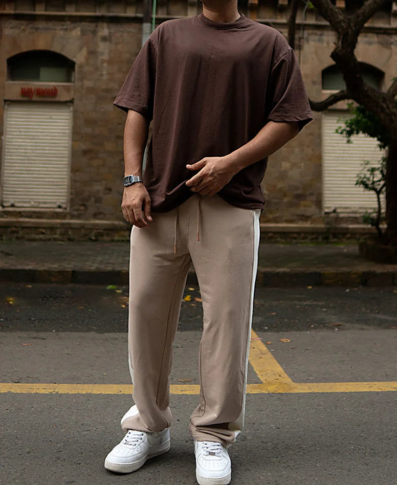 Light Beige Baggy Fit Track Pant