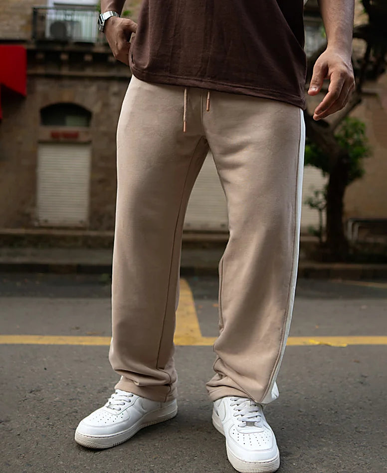 Beige baggy pants in cotton