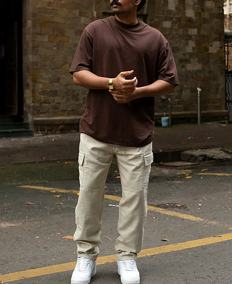 Light Beige Cotton Cargo Pant