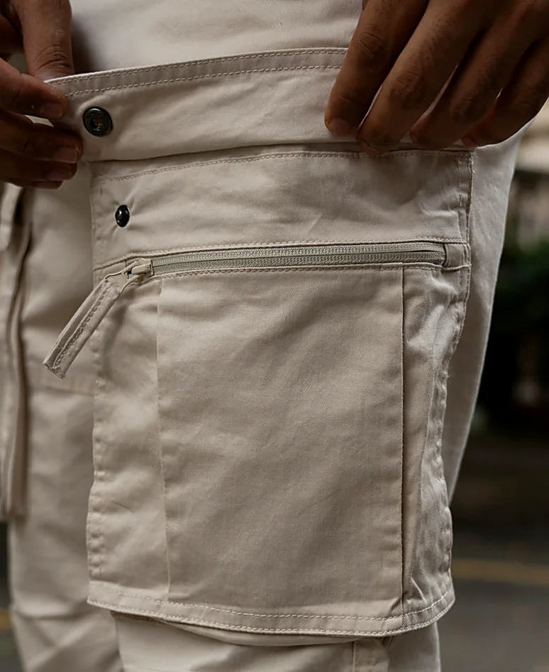 Beige regular pants for men