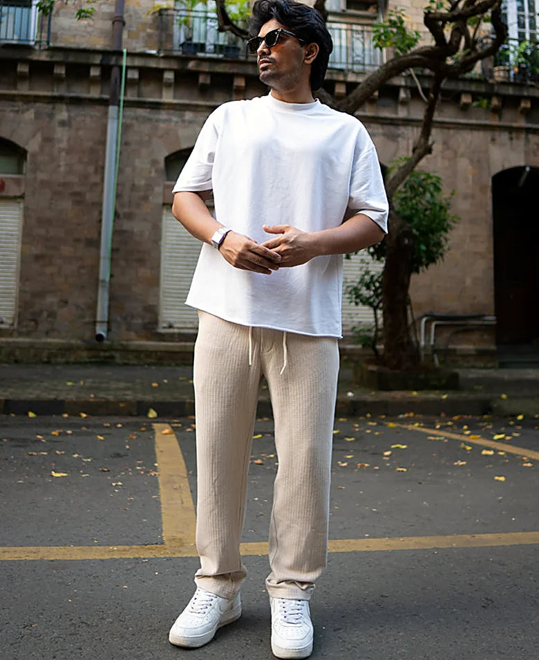 Light Beige Regular Fit Track Pant