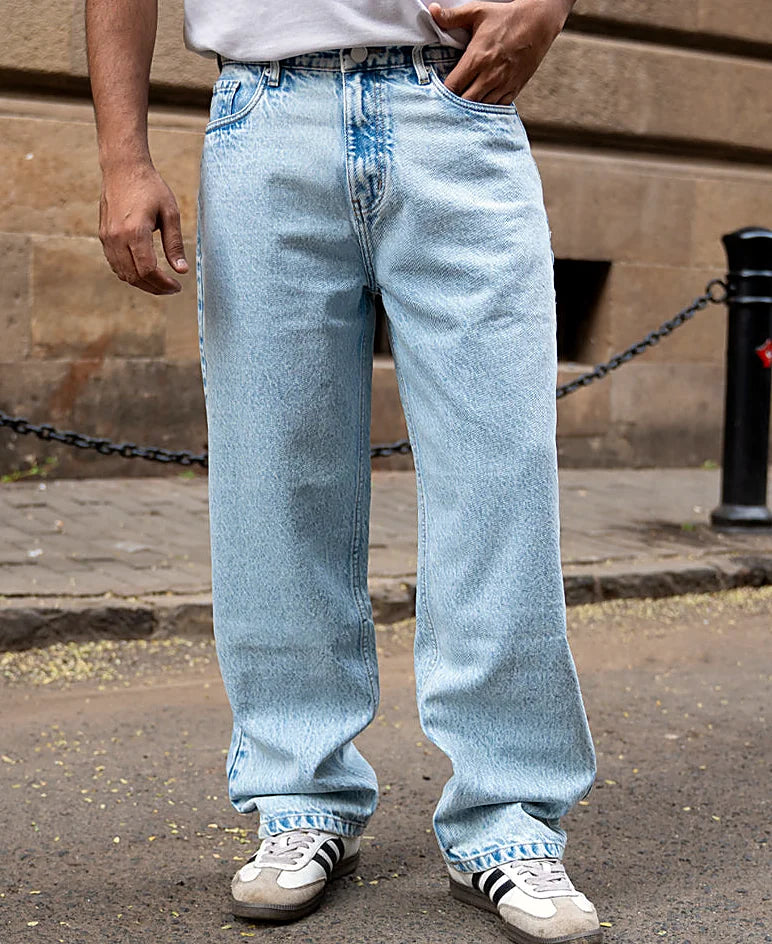Blue baggy jeans for men