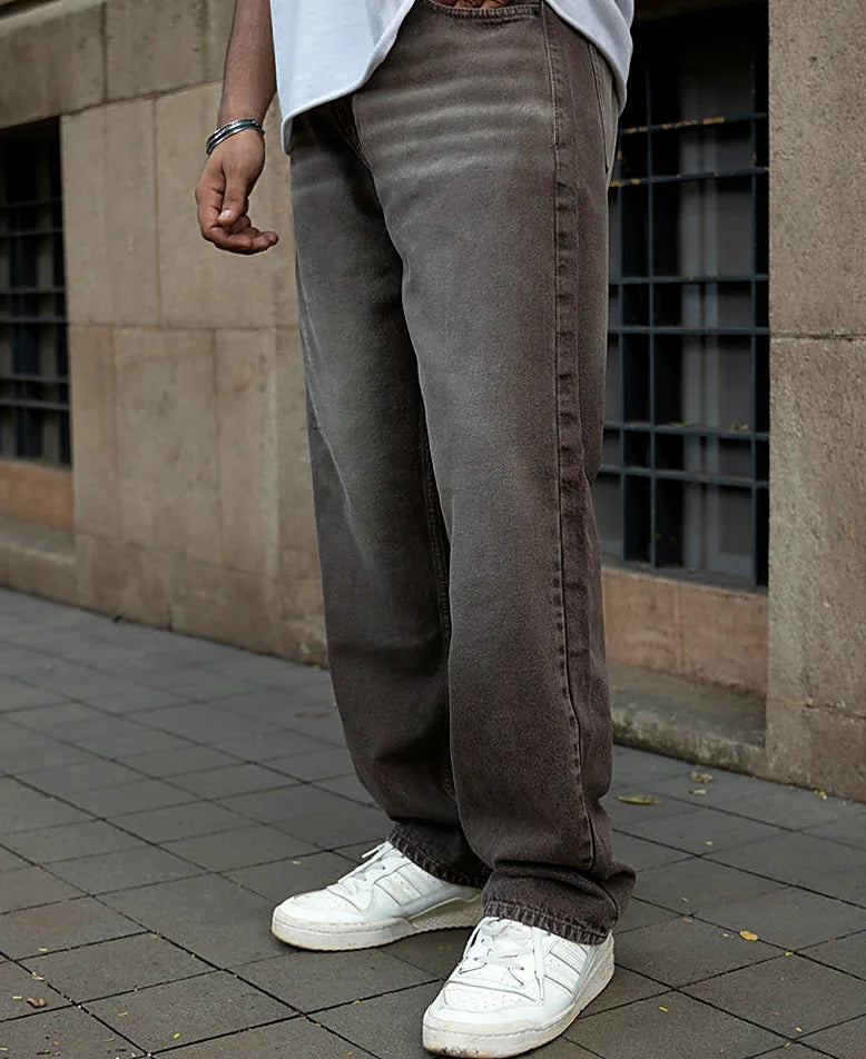 Brown baggy jeans in cotton