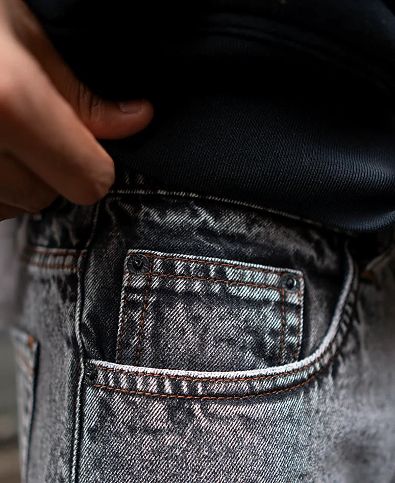 Light Carbon Black Baggy Fit Denim Jeans