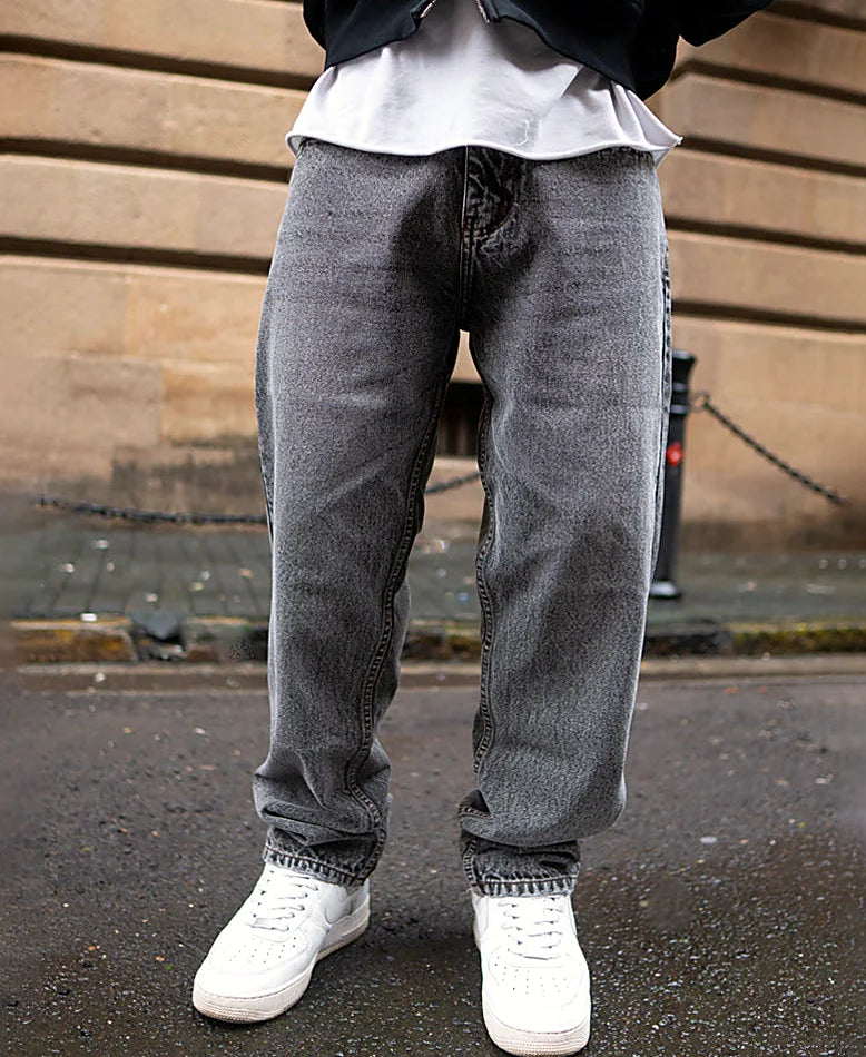 Black jeans with a baggy leg