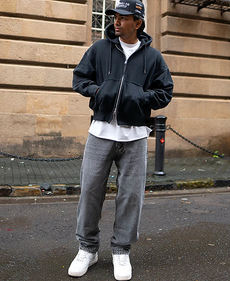 Light Carbon Black Baggy Fit Denim Jeans