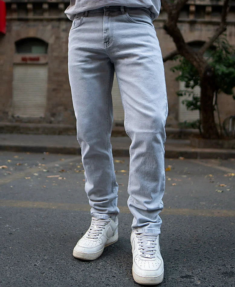 Grey regular jeans for men