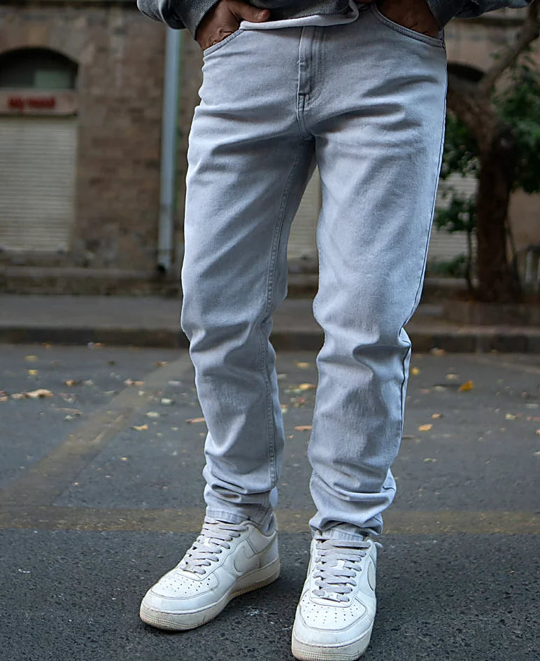 Grey regular jeans in denim